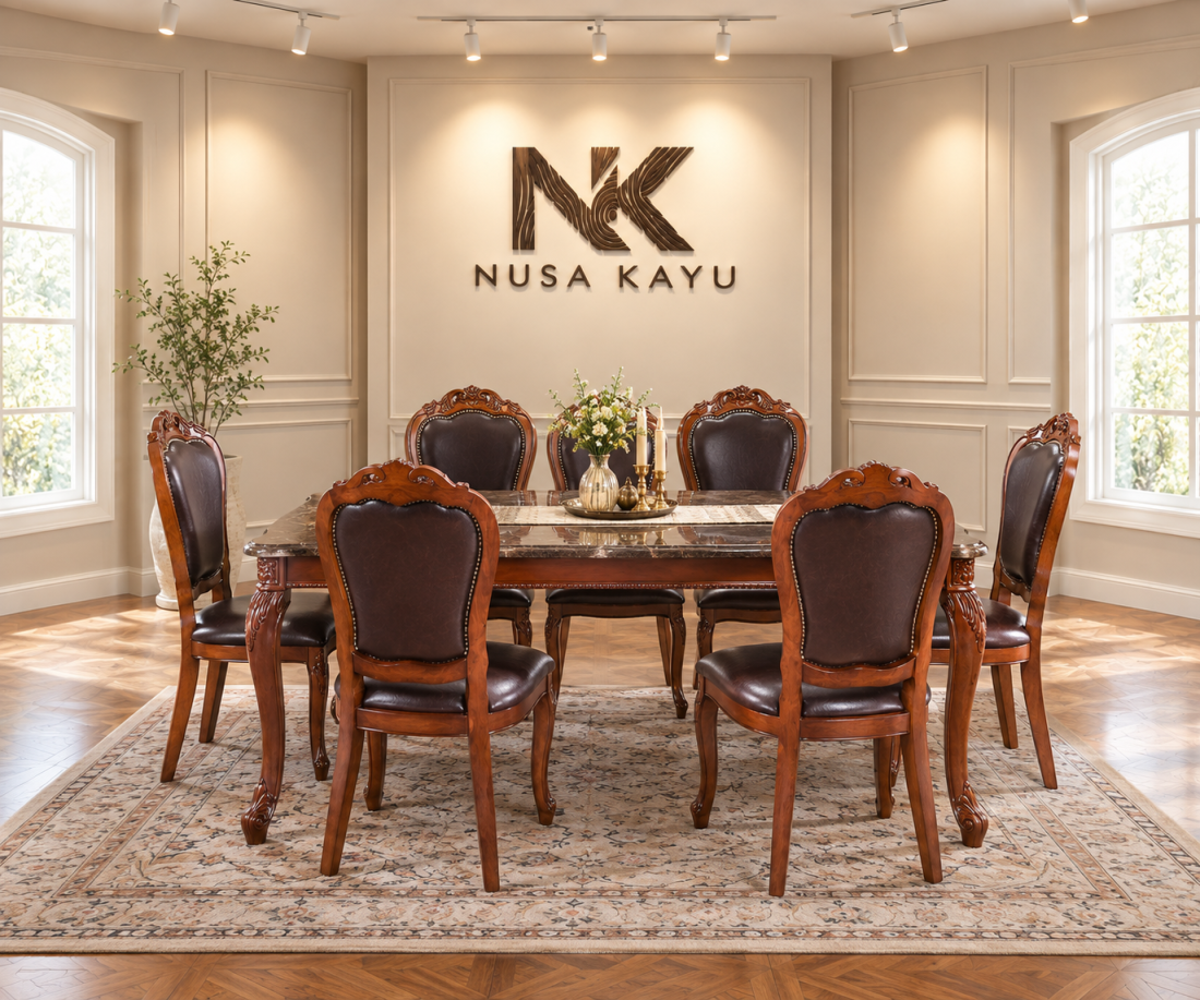 Victorian Dining Set 6 Kursi | Nusa Kayu